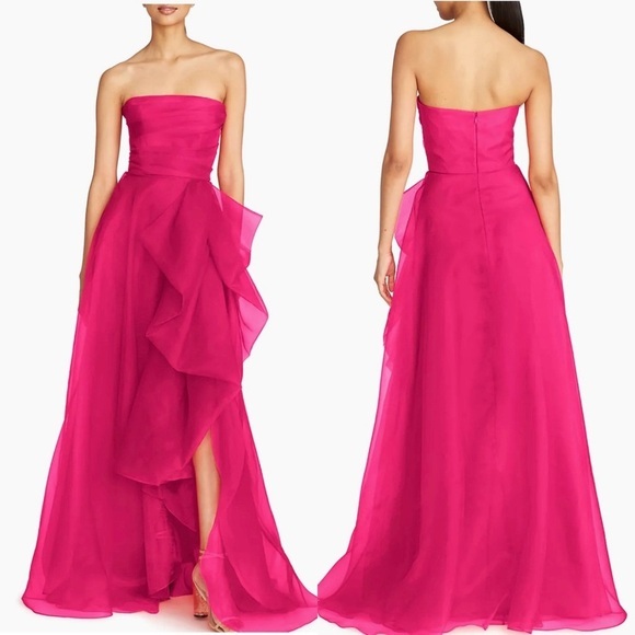 Theia Teresa‎ Strapless Draped Gown Color Is Fuchsia Pink Size 12 - Picture 1 of 10